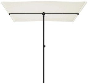 Guarda-sol de jardim c/ poste de alumínio 2x1,5 m branco areia