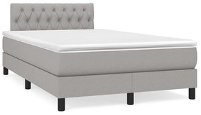 vidaXL Cama box spring c/ colchão e LED 120x190 cm tecido cinza-claro