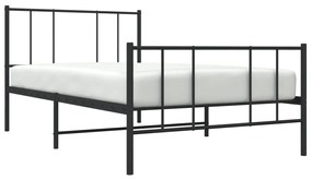 Estrutura de cama com cabeceira e pés 75x190 cm metal preto