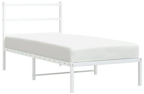 Estrutura de cama com cabeceira 90x200 cm metal branco