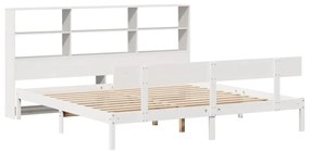 Cama com estante sem colchão 180x200 cm pinho maciço branco