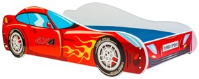 Cama infantil carro 4x4 160x80 multicolorida - colchão e estrado incluído