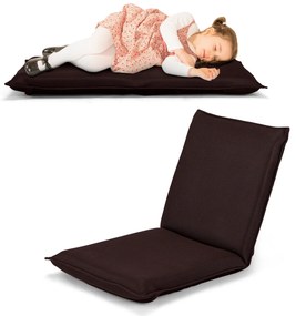 Poltrona chão reclinável com apoio para as costas almofadado e ajustável Ideal para ler meditar 98 x 47 x 7,5 cm Castanho
