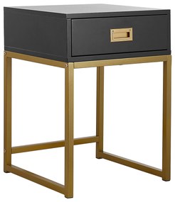 Mesa de apoio com 1 gaveta preta LARGO Beliani