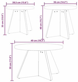 Mesa de centro 3 pcs Natural 49 x 49 x 30 cm