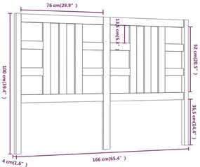 Cabeceira de cama 166x4x100 cm pinho maciço preto