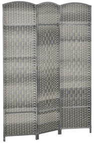 Biombo Dobrável de 3 Painéis Divisor de Ambientes 135x180 cm Ecrã de Privacidade de Polipropileno Cinza Misto