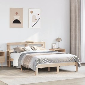 vidaXL Estrutura de cama com cabeceira 120x200 cm pinho maciço