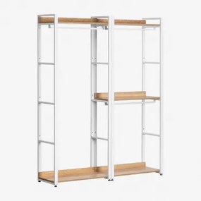 Armário Modular Aberto De 2 Peças Com Cabideiro Em Aço E Mdf Ariaster Natural - Sklum