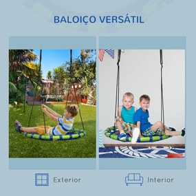 Outsunny Baloiço Infantil Ninho com Altura Ajustável Baloiço Redondo para Crianças de 3-8 Anos Carga Máxima 150 kg para Exterior Ø100x120-180 cm Azul