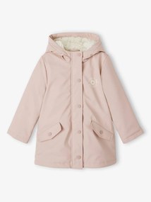 Agora -15%: Impermeável com forro em sherpa, para menina rosa-pálido