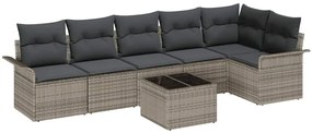Conjunto de Sofá de Jardim de 6 Peças com Almofadas Rattan Polirattan