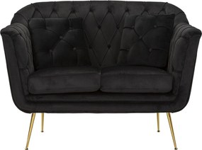 SOFÁ BUDAPEST DE 2 LUGARES COM ALMOFADAS CM 130X83X91 PRETO