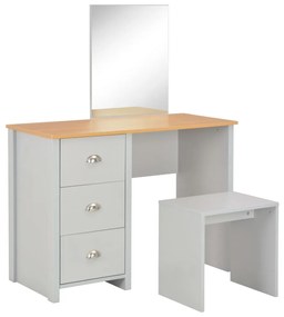 283744 vidaXL Toucador com espelho e banco 104x45x131 cm cinzento