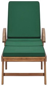 Espreguiçadeiras c/ almofadões 2 pcs madeira teca maciça verde