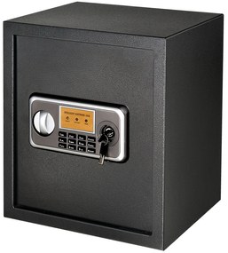 HOMCOM Cofre eletrônico sólido Caixa de segurança com chave 2 Códigos para casa Escritório Capacidade 32L Aço 35x30x39,3 cm Pret