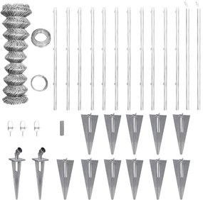 Cerca de arame com postes/espetos 25x1 m aço galvanizado