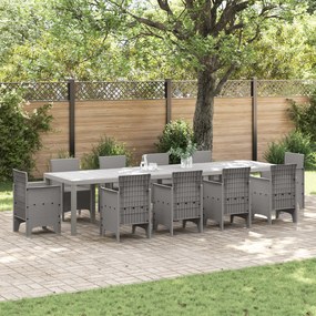 vidaXL Mesa de Jardim Cinza-Claro 350x100x73 cm Poly Rattan