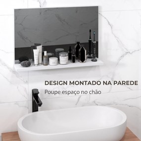 Espelho de Casa de Banho de Parede com Prateleira Aberta Estilo Moderno para Hall e Corredor 60x12x40 cm Branco