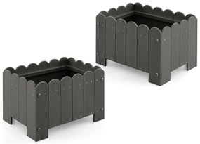 Pacote com 2 caixas retangulares para plantio com vãos de drenagem para varanda e jardim frontal - Laranja