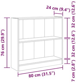Estante 80x24x75 cm contraplacado carvalho sonoma