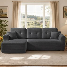 Sofá modular de canto com Chaise long à esquerda, 150 x 244 x 73 cm cinza ardósia