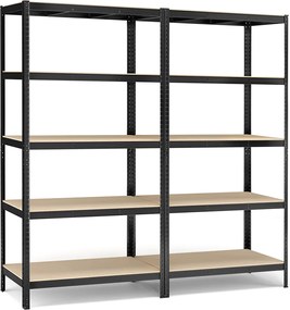 Conjunto de 2 estantes de armazenamento para garagem, escritório, 60 x 120 x 200 cm, pretas