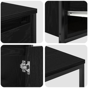 Conjunto de Móveis de Banheiro 3 Peças - Madeira de Carvalho Preto
