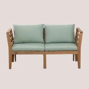 Sofá De Jardim Modular Filips De 2 Peças Com Braços Em Madeira De Acácia Verde Cáqui - Sklum