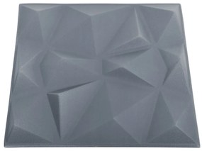 Painéis de parede 3D 12 pcs 50x50 cm 3 m² cinza diamante