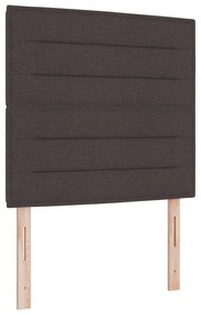 Cama Box com Colchão &amp; LED Castanho Escuro 120x190 cm Tecido