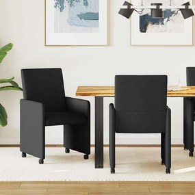 vidaXL Cadeiras de Jantar com Rodas 2 pcs Preto 57 x 66 x 94 cm tecido