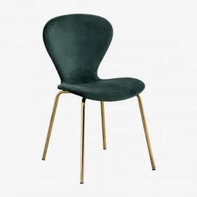Cadeira De Jantar Empilhável Em Veludo Uit Verde Selva & Dourado - Sklum