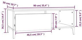 Mesa de centro 90x50x36,5 cm derivados madeira cinzento cimento