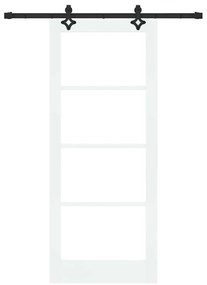 Porta Deslizante vidaXL com Conjunto de Hardware Branco 83x202 cm Made