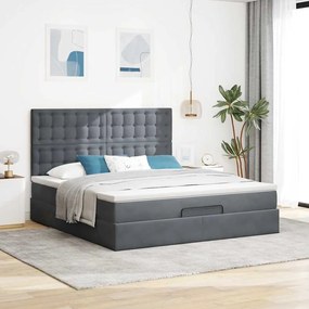 Estrutura cama otomana colchões 180x200 cm cinzento escuro