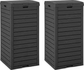 Conjunto de 2 Caixotes do Lixo para Exterior, 40 x 40 x 86 cm, Com Bandeja para Líquidos, Preto