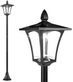 Outsunny Candeeiro Solar para Jardim com Painel Solar Acendimento Automático e Estrutura de Aço Inoxidável 18x18x160 cm Preto