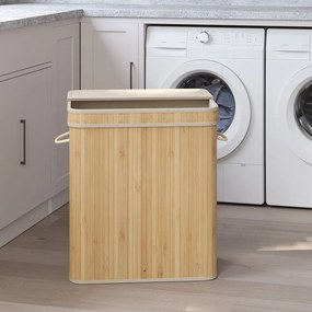 Cesto para roupa suja em bambu 34,5 x 54,5 x 61 cm bege