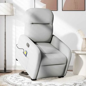 Poltrona elétrica elevatória massagens tecido cinzento-nublado