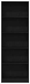 Estante de Carvalho Preto - 60 x 24 x 176 cm, Feita de Madeira de Enge