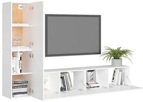 4 pcs conjunto de móveis de TV derivados de madeira branco