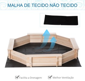 Caixa de Areia de Madeira para Crianças Caixa de Areia Infantil com Cobertura de Poliéster 140x140x21,5 cm Madeira e Azul