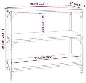 Estante 80x33x70,5 cm derivados de madeira e aço cinza sonoma