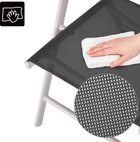 Conjunto de refeição de jardim  Bern 9 peças com 8 cadeiras e 1 mesa em alumínio prateado e vidro fosco