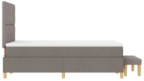 Cama Box Spring com Colchão e Banco Taupe 120x190 cm Tecido