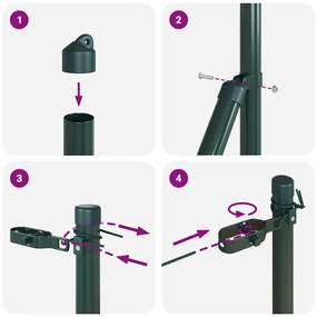 Postes de Cerca 26 pcs Verde Ø32 mm 150 cm Aço Galvanizado