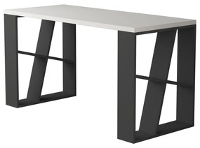 Secretária de Estudo e Estante Extra – Branco e Preto – Secretária: 12