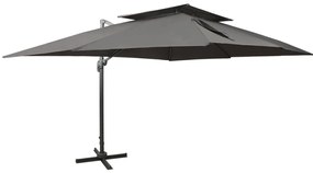 Guarda-sol de jardim cantilever toldo duplo 400x300cm antracite