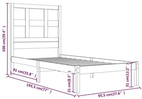Cama sem colchão 90x190 cm madeira de pinho maciça